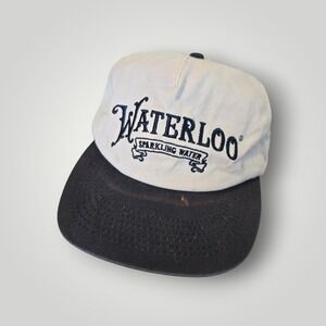 Waterloo Sparkling Water White Black Strapback Hat‎ Logo Austin Beverage Stains